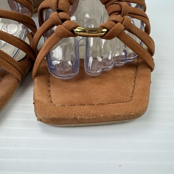 Dolce Vita Kash Cedar Nubuck Tie Up Block Heel Sandals 8.5 Square Toe Strappy - Picture 11 of 16